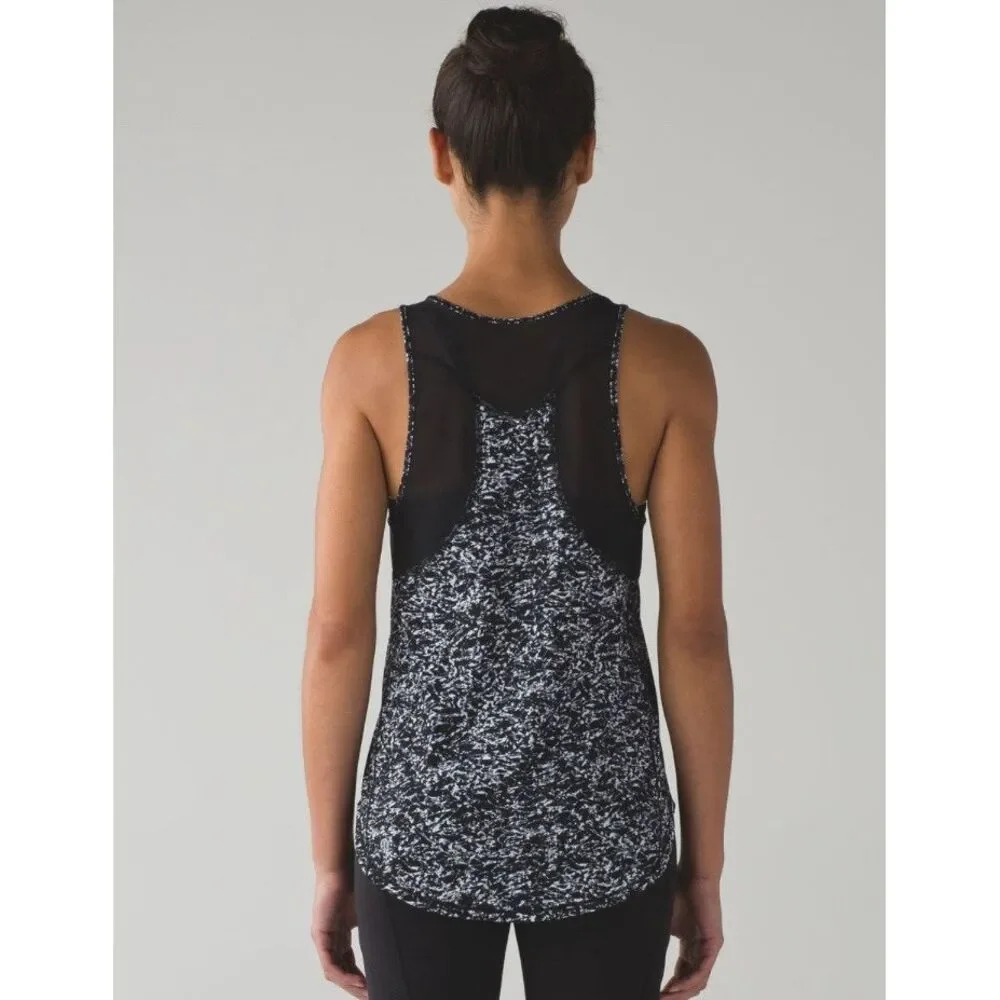 LULULEMON Women's Sculpt Tank II Black Floral Spritz Multi Mesh Panel Size 4 $58